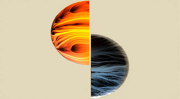 Digital generated image of abstract curved shape with sphere inside connected with many tiny glowing particles organizing cell structure.