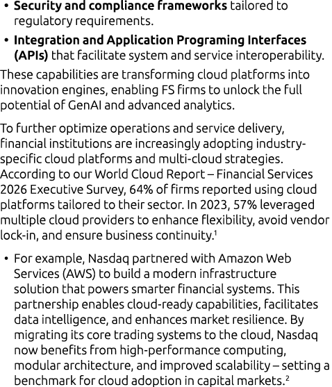 • Security and compliance frameworks tailored to regulatory requirements. • Integration and Application Programing In...