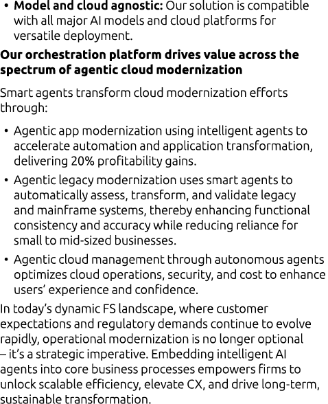 • Model and cloud agnostic: Our solution is compatible with all major AI models and cloud platforms for versatile dep...
